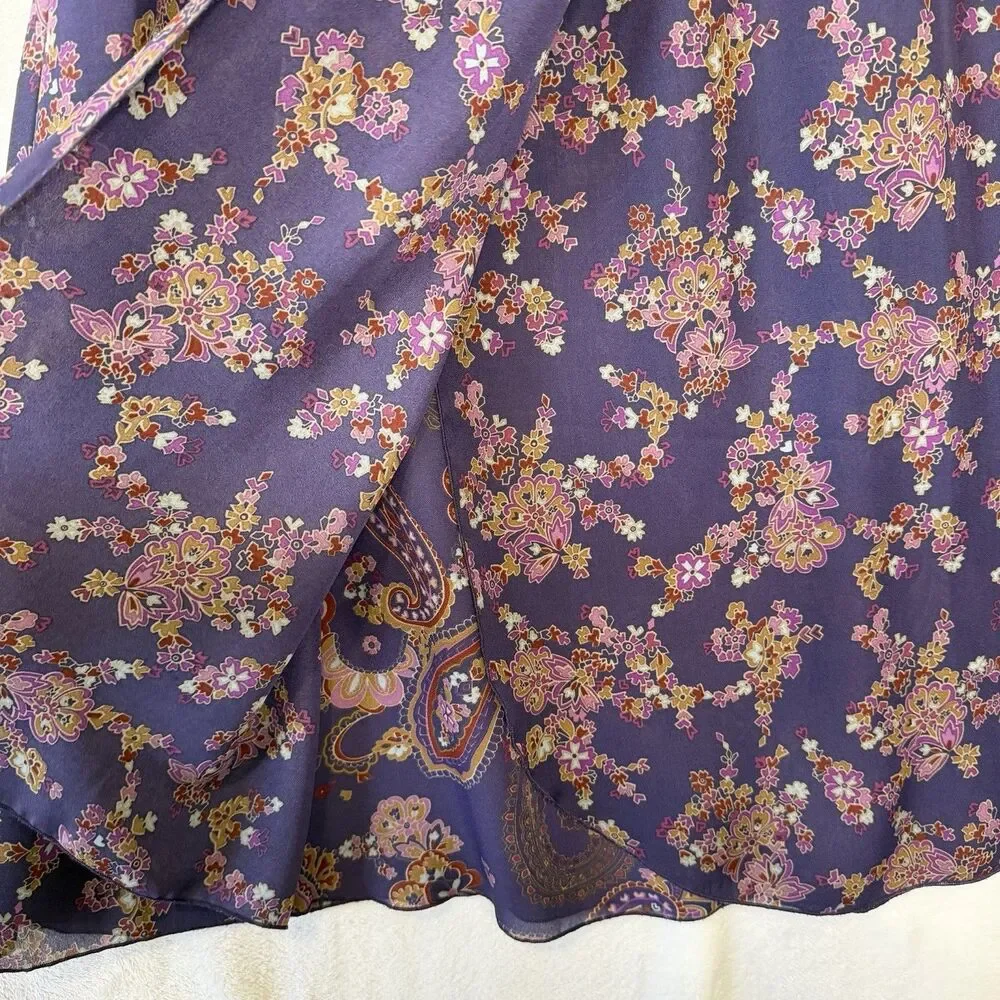 Coldwater Creek‎ Reversible Purple Chiffon Paisley Skirt Flowy Women's PM Petite